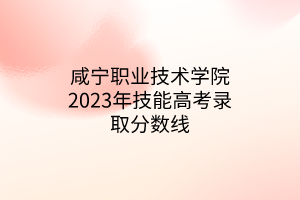 咸寧職業(yè)技術(shù)學院2023年技能高考錄取分數(shù)線