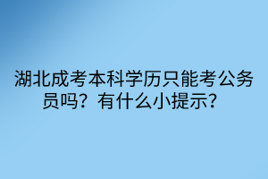 湖北成考本科學(xué)歷只能考公務(wù)員嗎？有什么小提示？