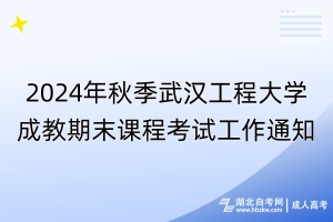 2024年秋季武漢工程大學(xué)成教期末課程考試工作通知