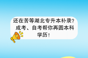 還在苦等湖北專升本補錄？成考、自考幫你再圓本科學歷！