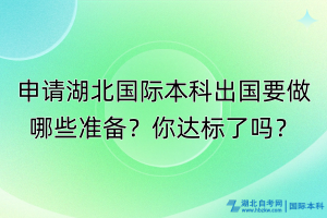 申請湖北國際本科出國要做哪些準備？你達標了嗎？