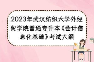 2023年武漢紡織大學(xué)外經(jīng)貿(mào)學(xué)院普通專升本《會(huì)計(jì)信息化基礎(chǔ)》考試大綱