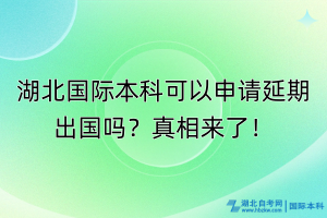 湖北國際本科可以申請延期出國嗎？真相來了！