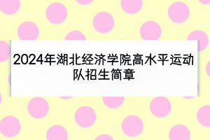 2024年湖北經濟學院高水平運動隊招生簡章