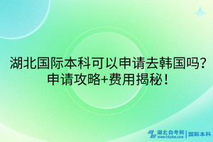 湖北國(guó)際本科可以申請(qǐng)去韓國(guó)嗎？申請(qǐng)攻略+費(fèi)用揭秘！