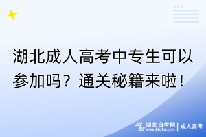 湖北成人高考中專生可以參加嗎？通關(guān)秘籍來啦！