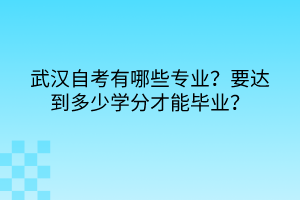 武漢自考有哪些專業(yè)？要達到多少學(xué)分才能畢業(yè)？