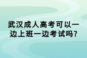 武漢成人高考可以一邊上班一邊考試嗎?