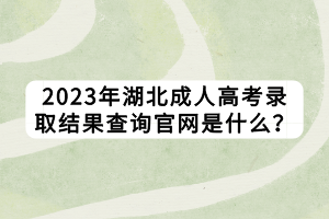 2023年湖北成人高考錄取結(jié)果查詢官網(wǎng)是什么？