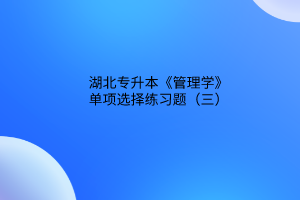 2023湖北專升本《管理學》單項選擇練習題（三）