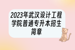 ?2023年武漢設(shè)計(jì)工程學(xué)院普通專升本招生簡章