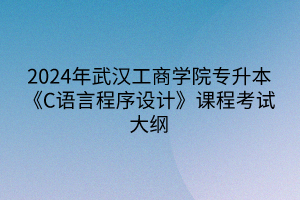 2024年武漢工商學(xué)院專升本《C語言程序設(shè)計》課程考試大綱