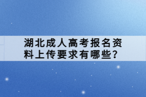 湖北成人高考報名資料上傳要求有哪些？