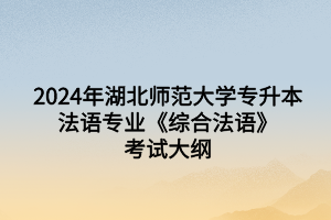 2024年湖北師范大學(xué)專(zhuān)升本法語(yǔ)專(zhuān)業(yè)《綜合法語(yǔ)》考試大綱