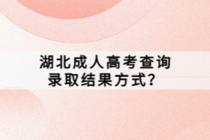 湖北成人高考查詢錄取結(jié)果方式？