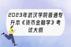 2023年武漢學(xué)院普通專(zhuān)升本《貨幣金融學(xué)》考試大綱