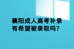 襄陽成人高考補錄有希望被錄取嗎？