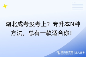 湖北成考沒考上？專升本N種方法，總有一款適合你！