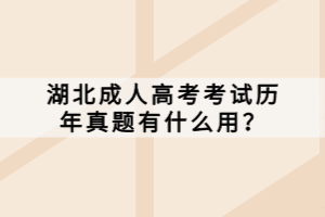 湖北成人高考考試歷年真題有什么用？