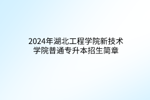 2024年湖北工程學院新技術(shù)學院普通專升本招生簡章