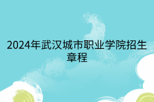 2024年武漢城市職業(yè)學(xué)院招生章程