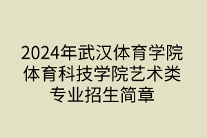 2024年武漢體育學(xué)院體育科技學(xué)院藝術(shù)類專業(yè)招生簡章