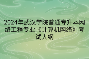 2024年武漢學(xué)院普通專升本網(wǎng)絡(luò)工程專業(yè)《計(jì)算機(jī)網(wǎng)絡(luò)》考試大綱