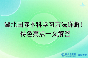 湖北國際本科學(xué)習(xí)方法詳解！特色亮點一文解答