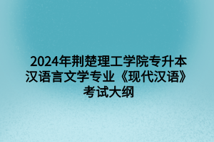 2024年荊楚理工學(xué)院專(zhuān)升本漢語(yǔ)言文學(xué)專(zhuān)業(yè)《現(xiàn)代漢語(yǔ)》考試大綱