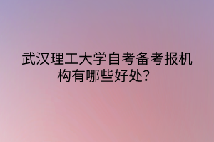 武漢理工大學(xué)自考備考報(bào)機(jī)構(gòu)有哪些好處？