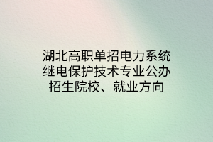 湖北高職單招電力系統(tǒng)繼電保護(hù)技術(shù)專業(yè)公辦招生院校、就業(yè)方向