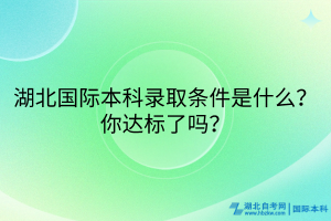 湖北國際本科錄取條件是什么？你達(dá)標(biāo)了嗎？