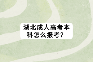 湖北成人高考本科怎么報(bào)考？