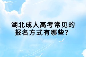 湖北成人高考常見的報名方式有哪些？