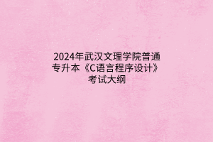 2024年武漢文理學(xué)院普通專升本《C語(yǔ)言程序設(shè)計(jì)》考試大綱