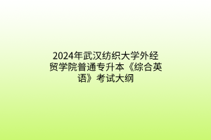 2024年武漢紡織大學外經(jīng)貿(mào)學院普通專升本《綜合英語》考試大綱