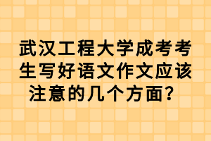 武漢工程大學成考考生寫好語文作文應該注意的幾個方面？