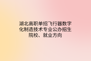 湖北高職單招飛行器數(shù)字化制造技術(shù)專業(yè)公辦招生院校、就業(yè)方向
