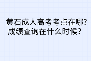 黃石成人高考考點(diǎn)在哪?成績(jī)查詢?cè)谑裁磿r(shí)候？