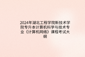 2024年湖北工程學(xué)院新技術(shù)學(xué)院專升本計(jì)算機(jī)科學(xué)與技術(shù)專業(yè)《計(jì)算機(jī)網(wǎng)絡(luò)》課程考試大綱