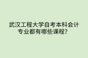 武漢工程大學自考本科會計專業(yè)都有哪些課程？