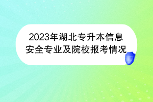 2023年湖北專升本信息安全專業(yè)及院校報(bào)考情況