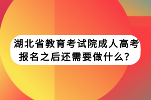 湖北省教育考試院成人高考報(bào)名之后還需要做什么？