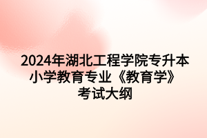 2024年湖北工程學(xué)院專升本小學(xué)教育專業(yè)《教育學(xué)》考試大綱