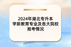 2024年湖北專升本學(xué)前教育專業(yè)及各大院校報考情況