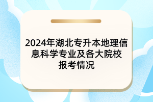 2024年湖北專升本地理信息科學(xué)專業(yè)及各大院校報(bào)考情況