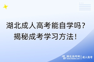 湖北成人高考能自學(xué)嗎？揭秘成考學(xué)習(xí)方法！