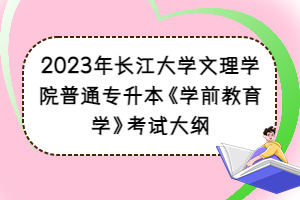 2023年長(zhǎng)江大學(xué)文理學(xué)院普通專升本《學(xué)前教育學(xué)》考試大綱