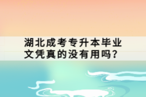 湖北成考專升本畢業(yè)文憑真的沒(méi)有用嗎？