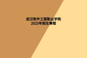 武漢軟件工程職業(yè)學院2023年招生章程